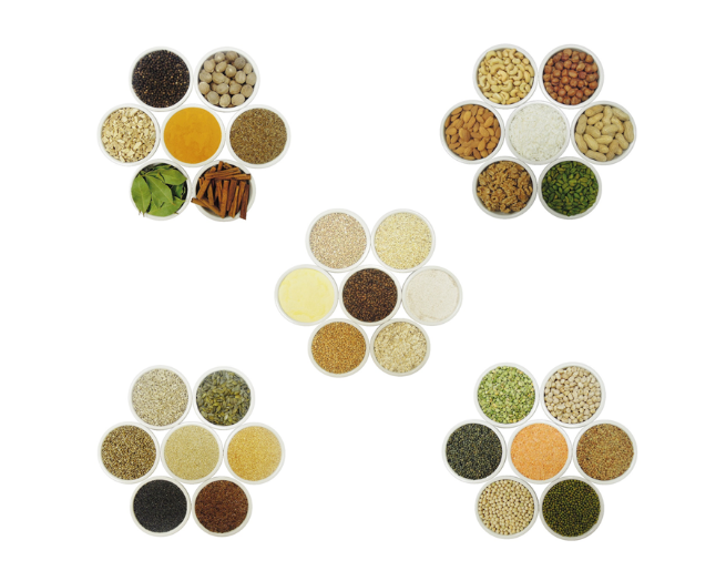 Herbs, Spices, Nuts, Cereals, Seeds, Pulses