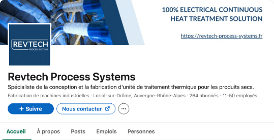 Apercu du feed LinkedIn de la société REVTECH